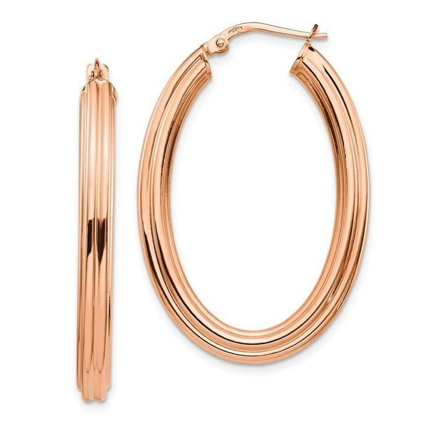 Leslie's 10K Rose Gold Polished Oval Hoop Earrings Leslie's 10K Rose Gold Polished Oval Hoop Earrings